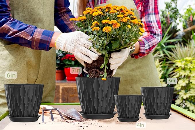4/4.5/5/5.5/6/6.5/7 Inch Plant Pots, 7 Pack Flower Pots - Image 6