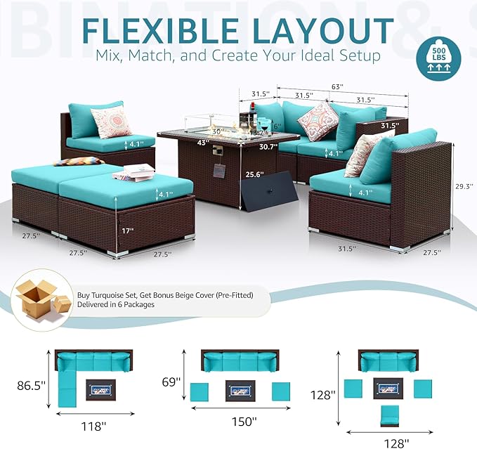 NICESOUL 7 Piece Patio Furniture Set - Image 4