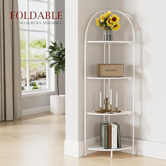 Crofy Foldable 4 Tier Corner Shelf, Metal Corner Plant Stand - Image 2