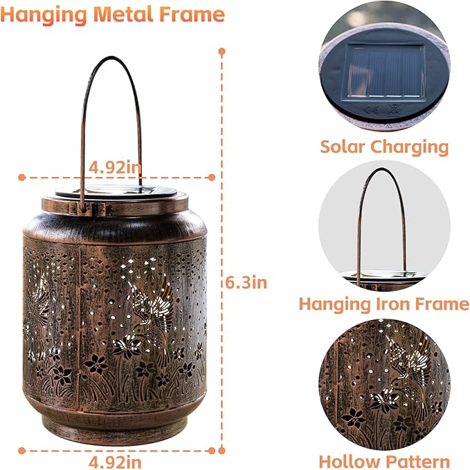 Solar Lanterns Garden Decor, Solar Light Outdoor Waterproof, Hummingbird - Image 2
