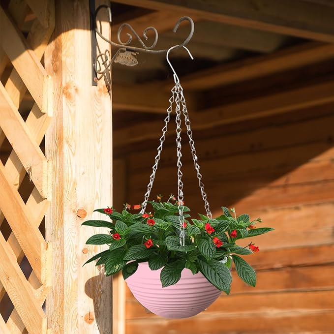8 Pack 8 Inch Plastic Self Watering Hanging Planters, Colorful Hanging Basket - Image 7