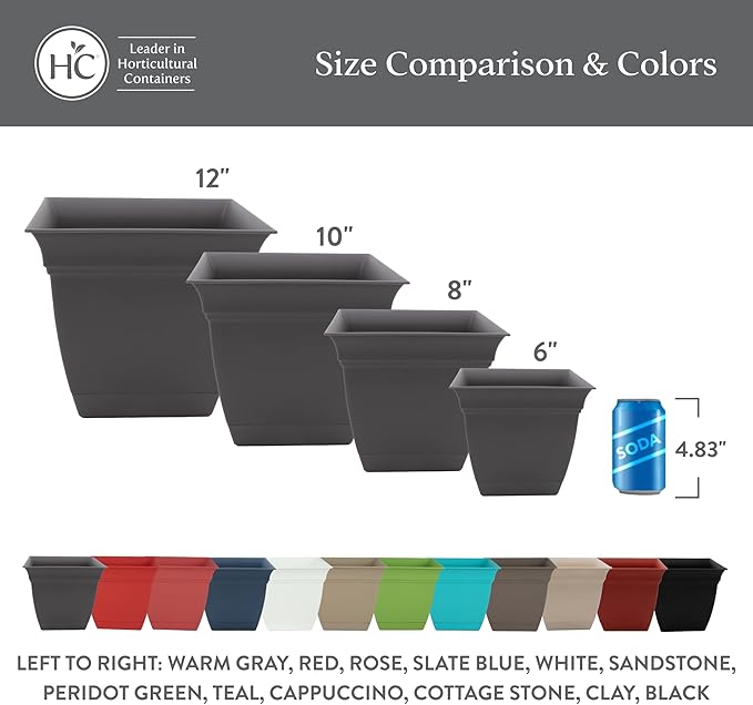 The HC Companies 10 Inch Eclipse Square Planter Pots - Image 6