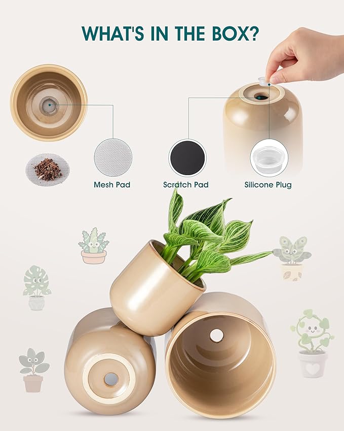 vancasso Ceramic Plant Pots, 4+5+6 inches, Planters - Image 3