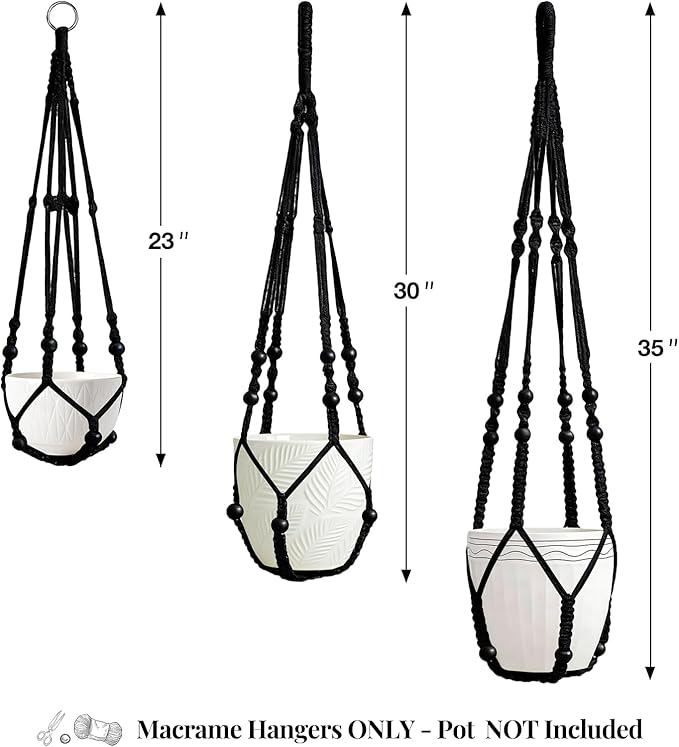 3 Pack Macrame Plant Hanger Indoor 3 Different Sizes Hanging Planter Basket - Image 2