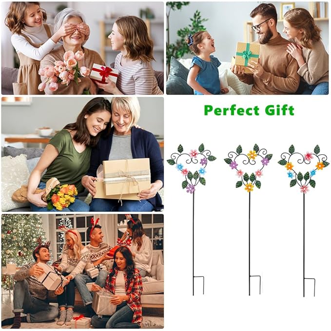 Metal Flowers Decorative Garden Stakes, 22.1 ''H Heart Shape Metal Flowers - Image 8