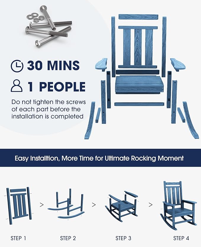 KINGYES Oversized Outdoor Rocking Chair Set of 8, All-Weather Patio Rocking - Image 6