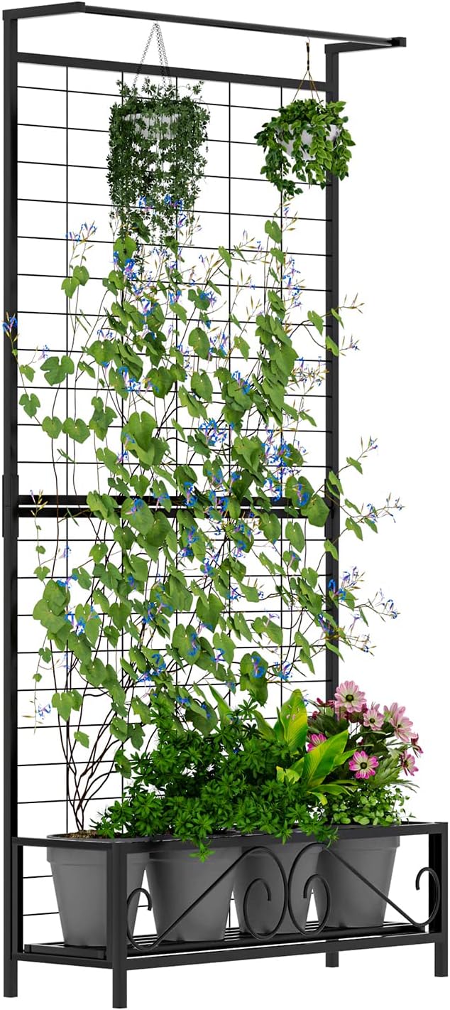 Zhongma Metal Planter with Trellis Raised Bed with Trellis by Zhongma