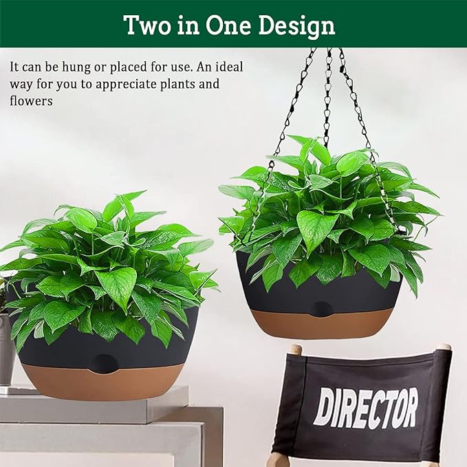 Hanging Planter Self Watering 10 Inch, 2 Pack Indoor Outdoor Hanging Baskets - Image 7