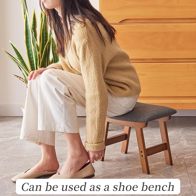 Foot Stool, Bamboo Small Sofa Foot Rest Under Desk, Extra Seating - Image 6