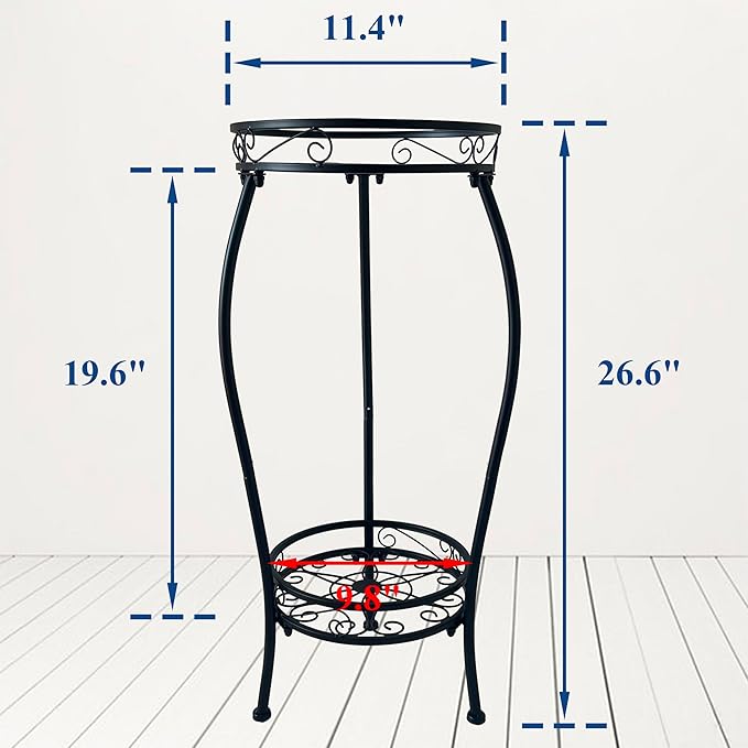 CASIMR 2 Tier Plant Stand Indoor Outdoor, 26.6" Tall Metal Potted Holder Rack - Image 3
