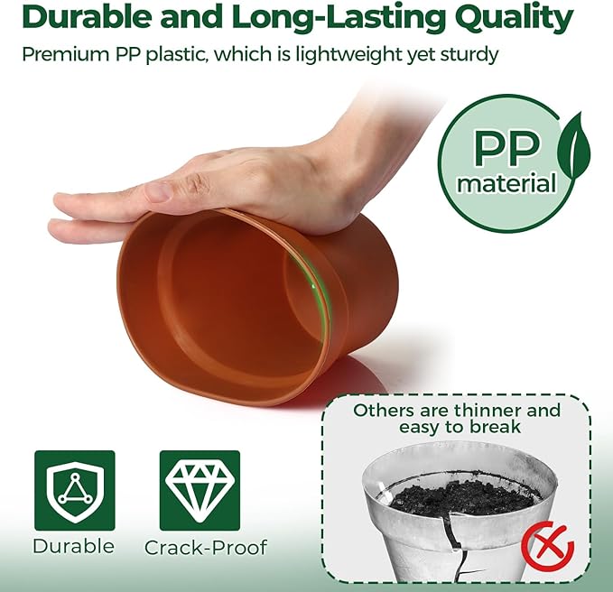T4U Flower Pots 18-Pack, 5 Inch Plant Pot - Image 3