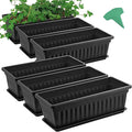 GROWNEER 6 Packs 17 Inches Black Flower Window Box Plastic Vegetable Planters by GROWNEER