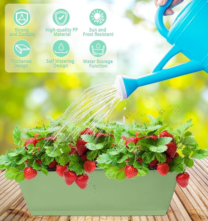 Window Box Planter, 7 Pack Plastic Vegetable Flower Planters Boxes 17 Inches - Image 4