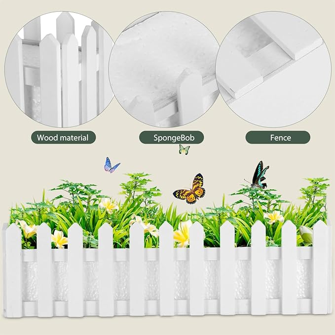 YARDWE Picket Fence Panels Wooden Picket Fence Flower Pot Window Box Planter - Image 8