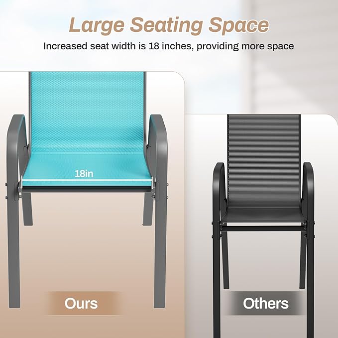 TLSUNNY Patio Chairs, Stackable Textilene Outdoor Dining Furniture - Image 7