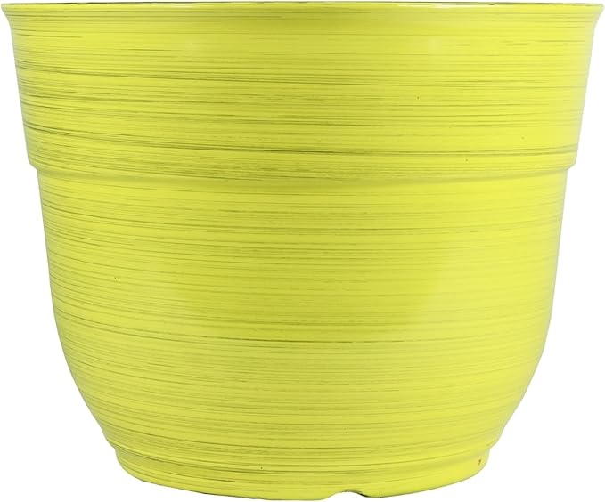 Garden Elements Indoor/Outdoor Glazed Brushed Happy Plastic Planter, Bright by GardenElements