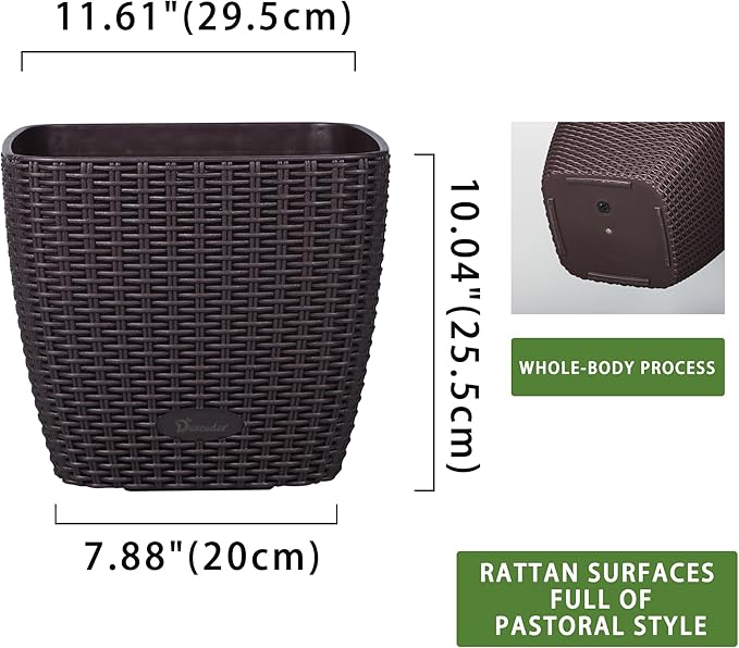 Dexceder 11x10 Self Watering Planter Indoor Outdoor, Inner Mat Design, - Image 3