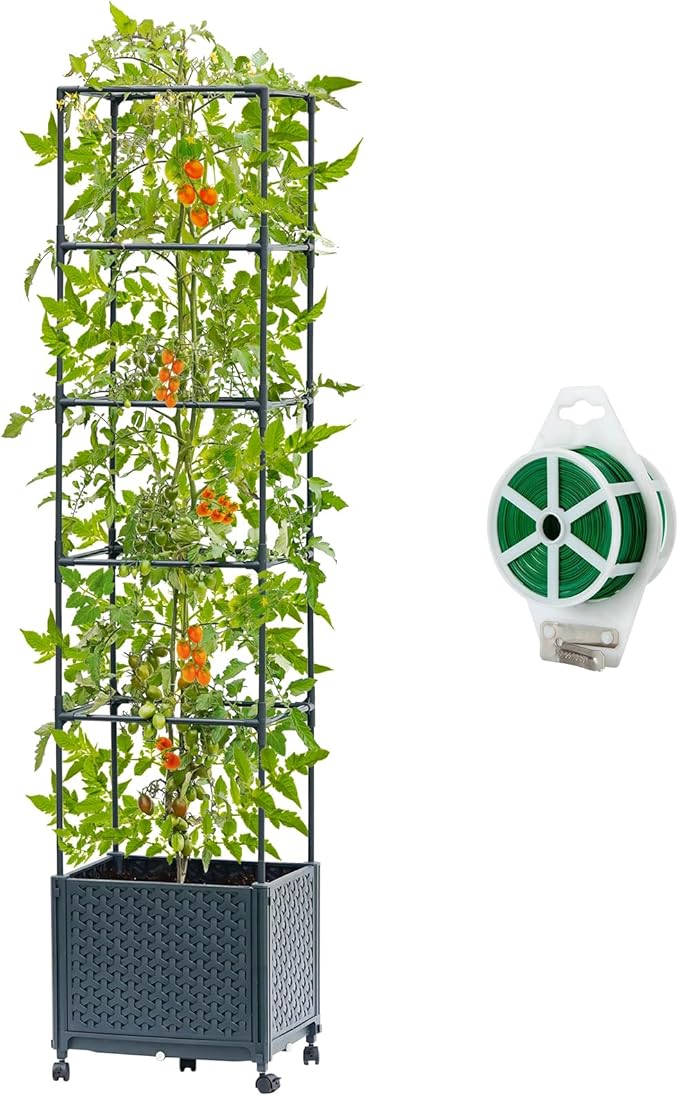 Raised Garden Bed with Tomato Planter Cage, 67.6" Trellis Planter Boxes with by MakeYourGardenBeautiful