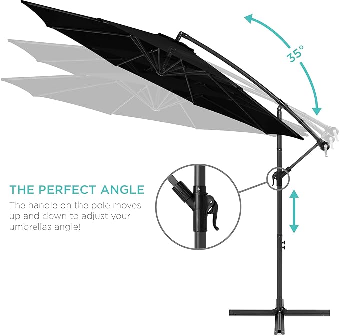 Best Choice Products 10ft Offset Hanging Market Patio Umbrella w/Easy Tilt - Image 4