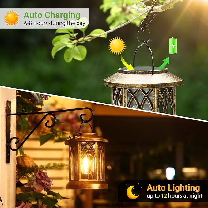 WdtPro Solar Lanterns Outdoor Lights, 6 Pack Bright Lanterns Outdoor Waterproof - Image 3