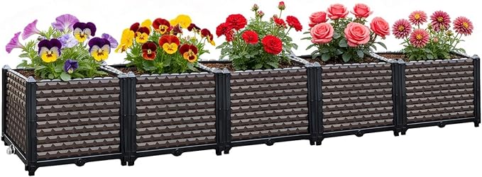 Large Planters for Outdoor Plants 14" Tall Planter Box, Raised Beds for by TooCust