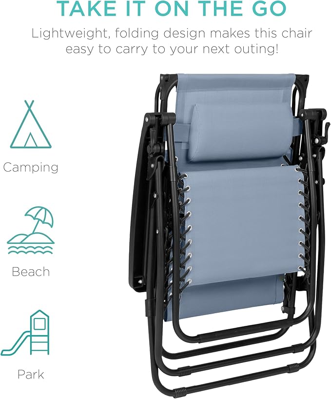 Best Choice Products Folding Zero Gravity Outdoor Recliner Patio Lounge Chair - Image 7