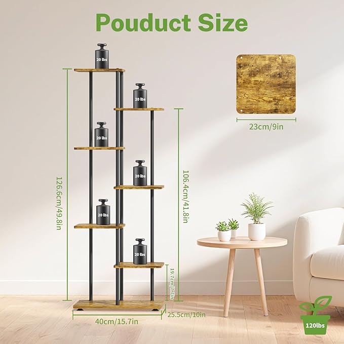 iDavosic.ly 6 Tier Tall Plant Stand Indoor, Tiered Corner Metal Wood Multiple - Image 6