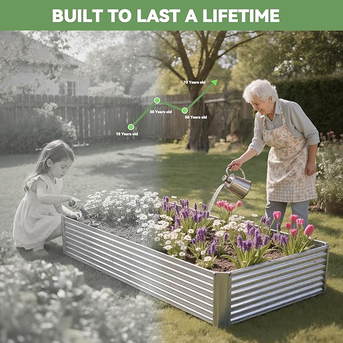 3 Pack 8x4FT Raised Beds for Gardening, Corrugated Galvanized Steel Raised - Image 8