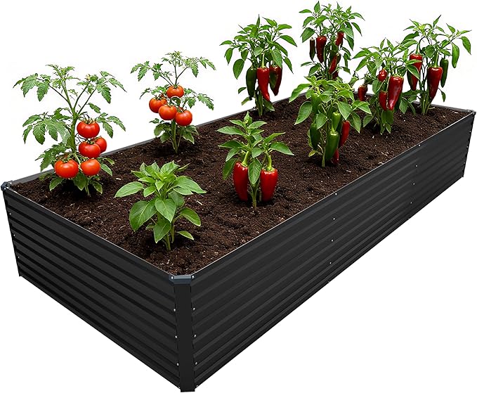 12x4x2FT Galvanized Raised Garden Bed Kit, Vegetable Plant Boxes-Rectangle by DIIYIV