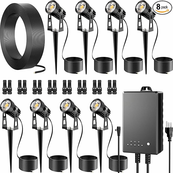 All-in-One Outdoor Low Voltage Landscape Lighting Kit, LED Landscape Spot Lights by AUDERWIN