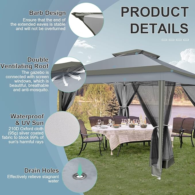 COBIZI 12x12 FT Pop up Gazebo on Clearance Outdoor pop up Canopy Tent, carpas - Image 4