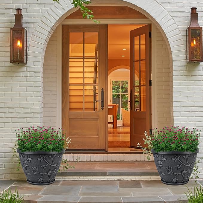 4 Pack 12 Inch Large Flower Pots - Image 2