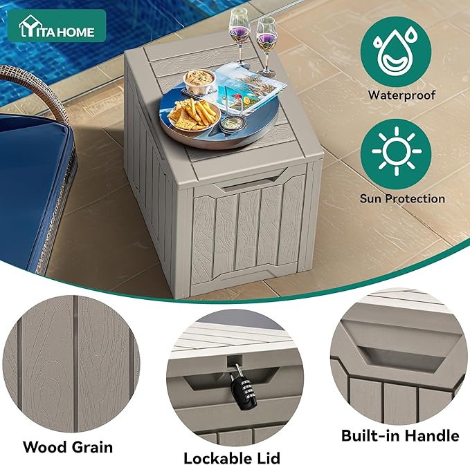 YITAHOME 31 Gallon Outdoor Storage Box, Resin Deck Box and Waterproof Package - Image 2