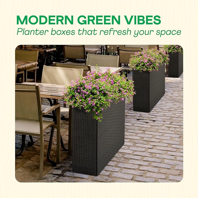 IDZO All Weather Wicker Planter Raised Garden Bed, 24 in Tall Round Rattan - Image 5