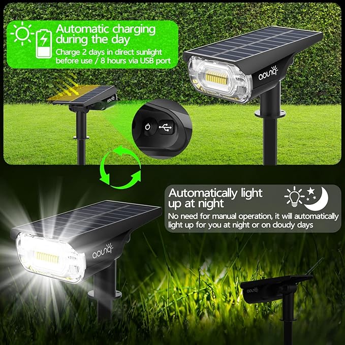 Solar Spot Lights Outdoor 1000 Lumens, 64 LEDs IP67 Waterproof Landscape - Image 4