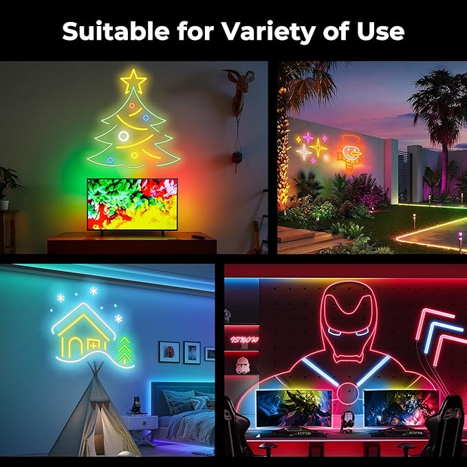 100FT LED Neon Rope Lights, Flexible Led Rope Lights Control - Image 7