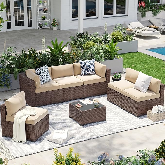 Aoxun Patio Furniture Sets, 7-Piece Outdoor Patio Furniture by Aoxun