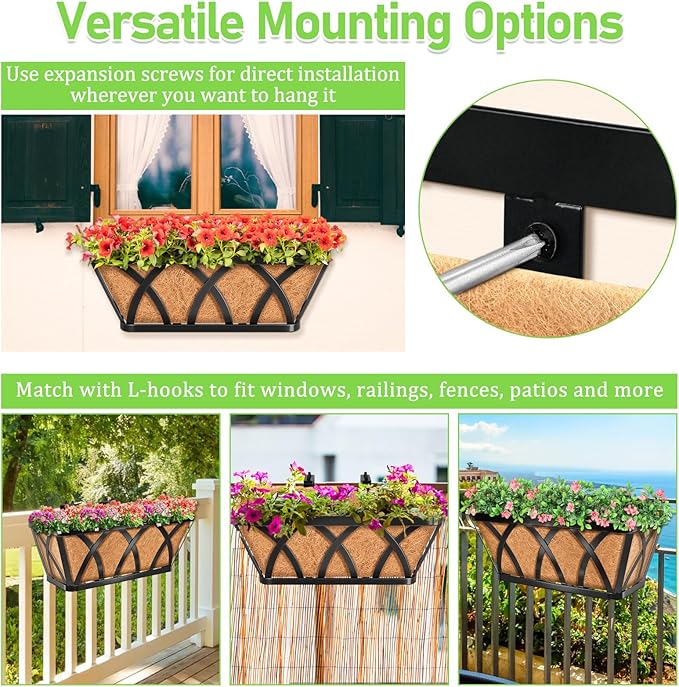 Riare 2 Pack 16 Inch Metal Railing Planter Window Box - Image 5