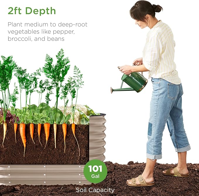 Best Choice Products 4x2x2ft Outdoor Metal Raised Garden Bed, Oval Deep Root - Image 2