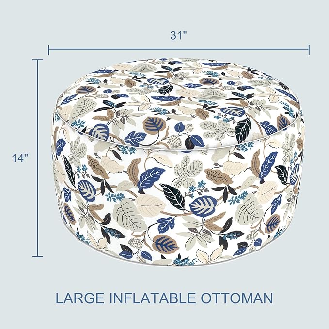 LVTXIII Indoor/Outdoor Extra Large Inflatable Ottoman Pouf D31 x H14 Inch - Image 3