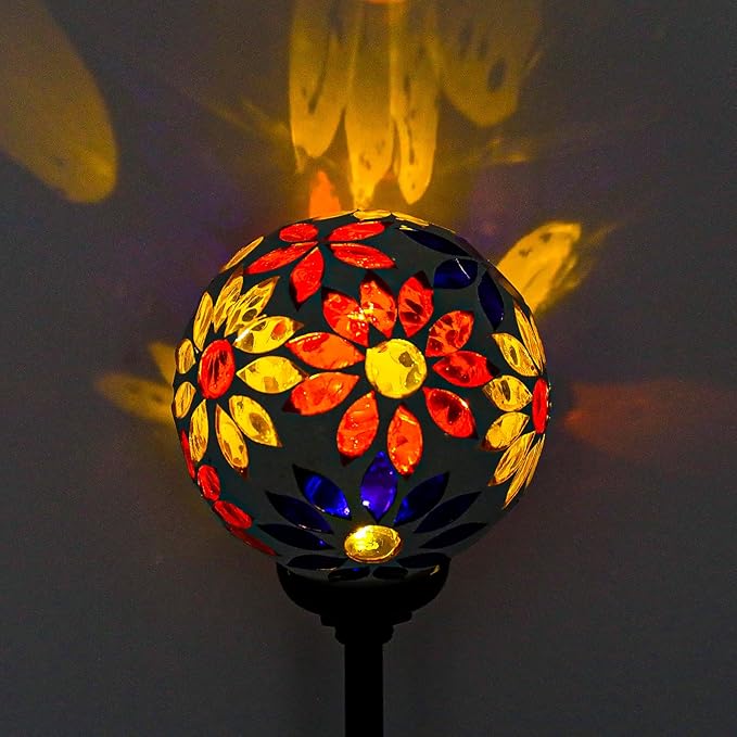 VCUTEKA Solar Garden Lights, Mosaic Solar Lights Outdoor Decor Pathway Light - Image 6