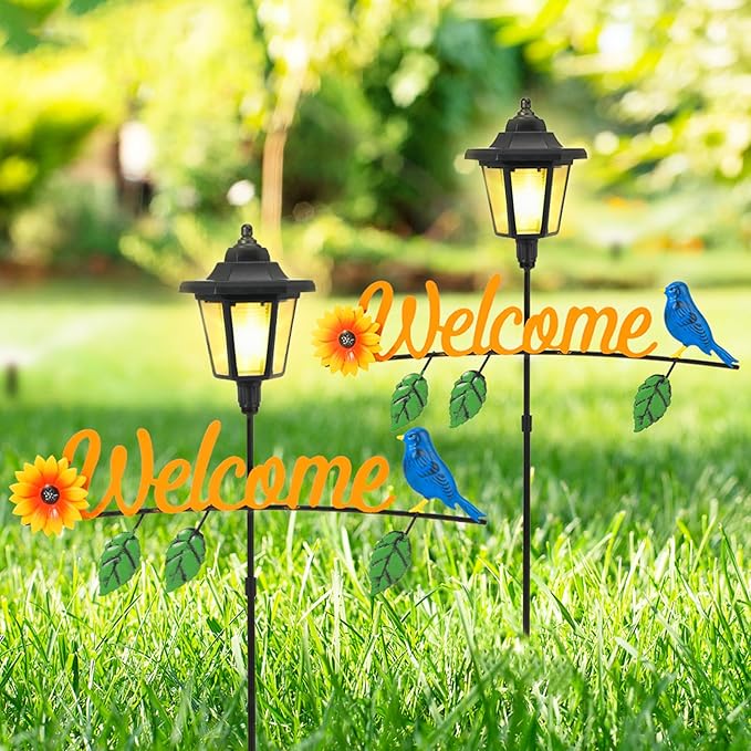 Lewondr Solar Garden Lights Hummingbird, 36.6 Inch Solar Lamp Post Light by Lewondr