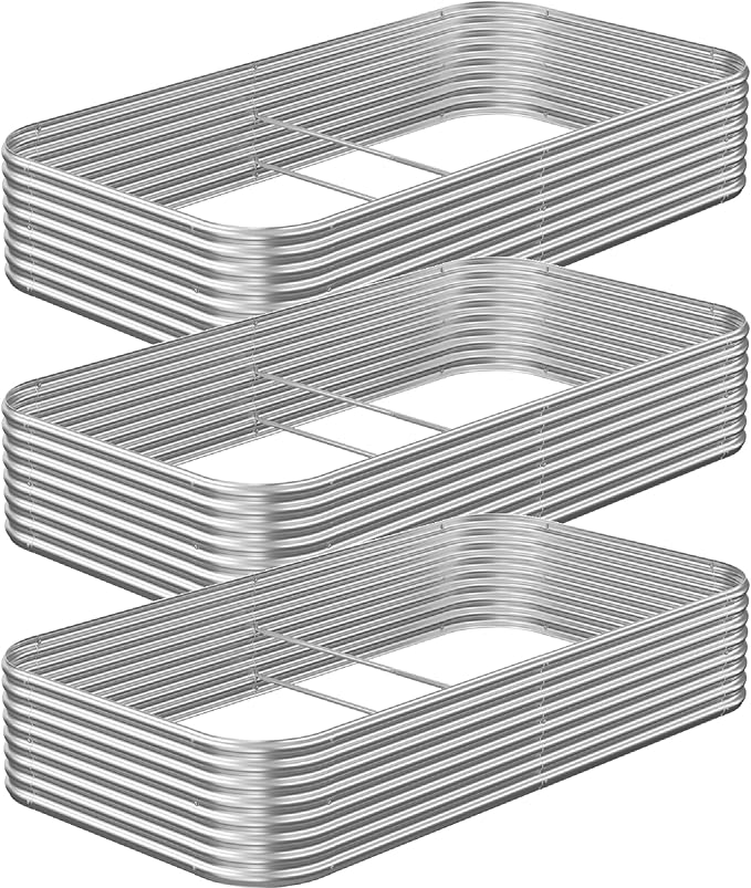 3 Pack Raised Beds for Gardening, Corrugated Galvanized Steel Raised Garden Bed by OZMSHF