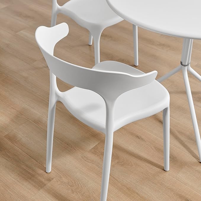 Modern Stackable Dining Chair Set, No Assembly, Plastic Chair, Patio Chair - Image 2