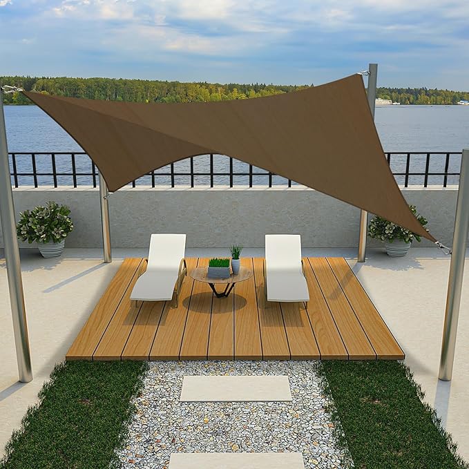 KANAGAWA Sun Shade Sail 13'x20' Brown Rectangle UV Block Canopy Awning Shelter - Image 4