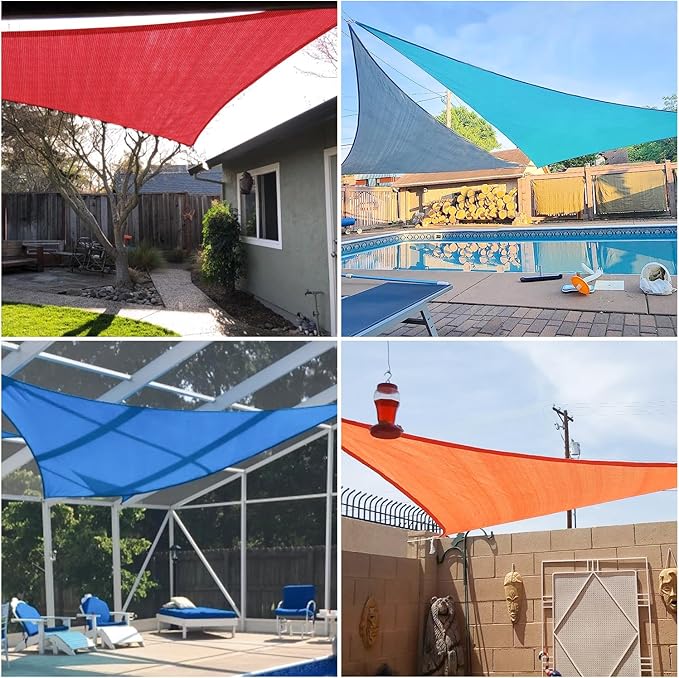 E&K Sunrise 4' x 4' x 4' Sun Shade Sail Triangle Canopy Shade Cover UV Block - Image 2
