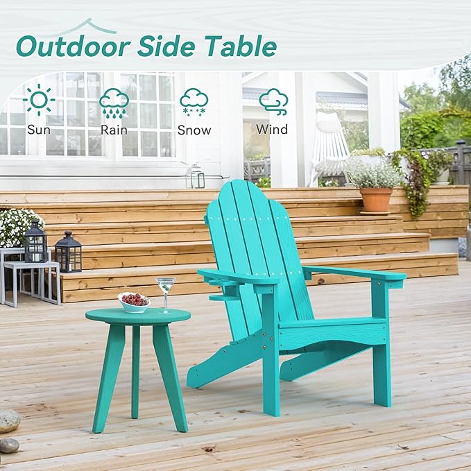 HDPS Outdoor Side Table, Small Round Side Table Weather-Resistant, Outdoor Side - Image 4