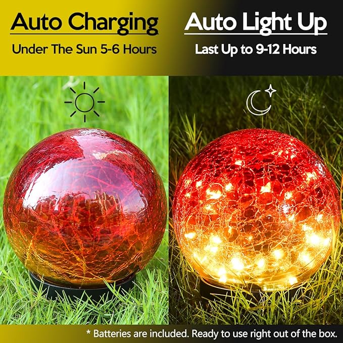 Outdoor Waterproof Solar Gradient Red Globe Lights, Led Solar Round Gazing - Image 2