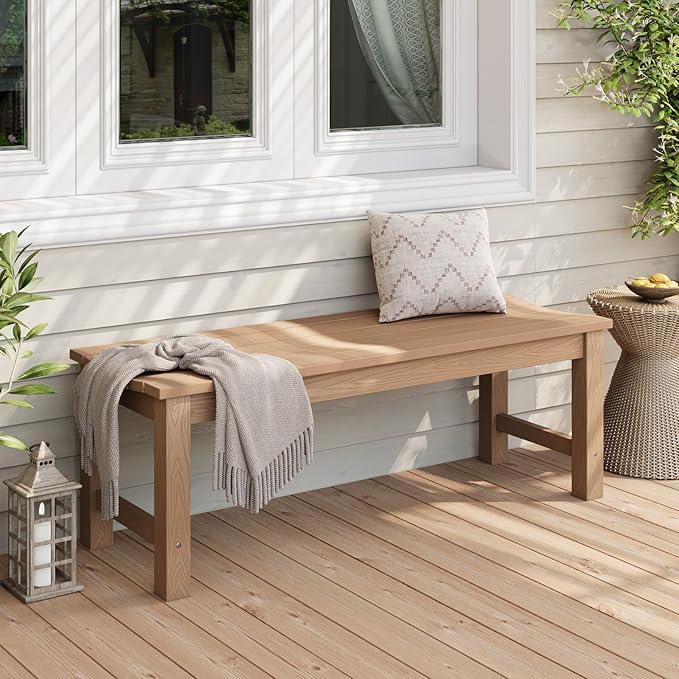 Stoog Outdoor Bench, 2-Person Outdoor Poly Lumber Backless Bench, Weatherproof - Image 2