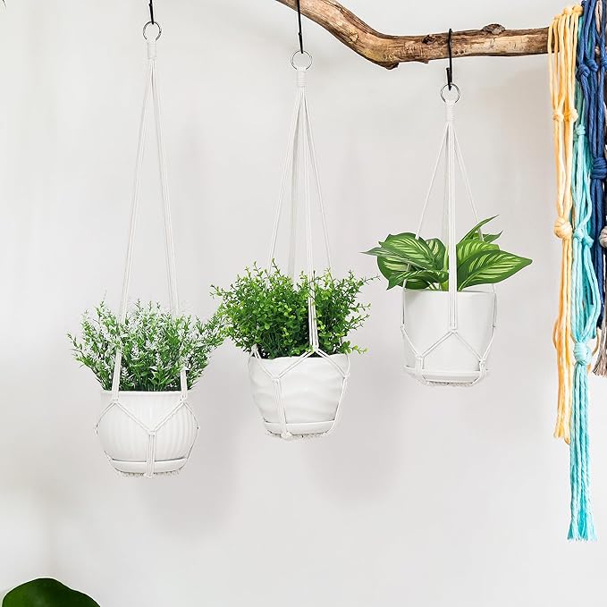 YIBOT 3 Pack Macrame Plant Hanger Indoor Hanging Planter - Image 7